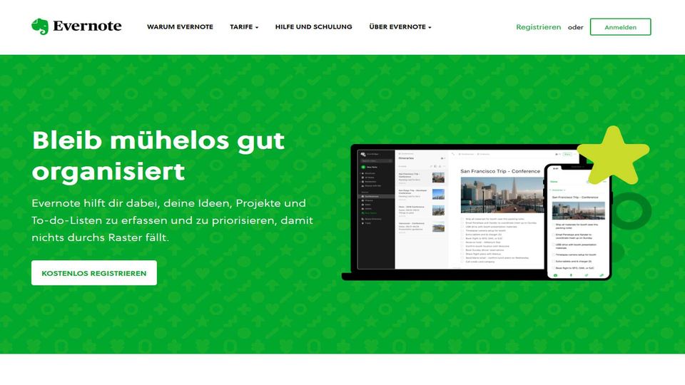 Kalender, Aufgabenlisten, sichere Chats: Evernote Dieses mächtige Werkzeug ließe sich salopp beschreiben als riesiger, mobiler Zettelkasten. Die App sammelt so gut wie alles: von der Textnotiz, Sprachmemos, Bilder, Webseiten, Artikelausschnitte, Visitenkarten bis zu Volltextscans von Dokumenten. Der Clou: Alles lässt sich anschließend durch Stichwortsuche wieder auffinden – saubere Verschlagwortung vorausgesetzt. Eher etwas für stark engagierte Helikoptereltern. https://evernote.com/intl/de/ Evernote Dieses mächtige Werkzeug ließe sich salopp beschreiben als riesiger, mobiler Zettelkasten. Die App sammelt so gut wie alles: von der Textnotiz, Sprachmemos, Bilder, Webseiten, Artikelausschnitte, Visitenkarten bis zu Volltextscans von Dokumenten. Der Clou: Alles lässt sich anschließend durch Stichwortsuche wieder auffinden – saubere Verschlagwortung vorausgesetzt. Eher etwas für stark engagierte Helikoptereltern. https://evernote.com/intl/de/