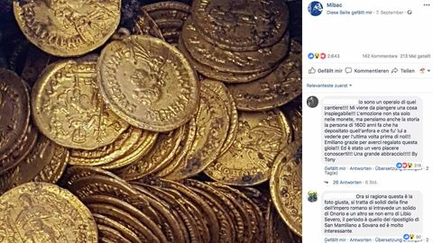 Die rund 300 Münzen aus der späten Römerzeit könnten mehrere Millionen Euro wert sein