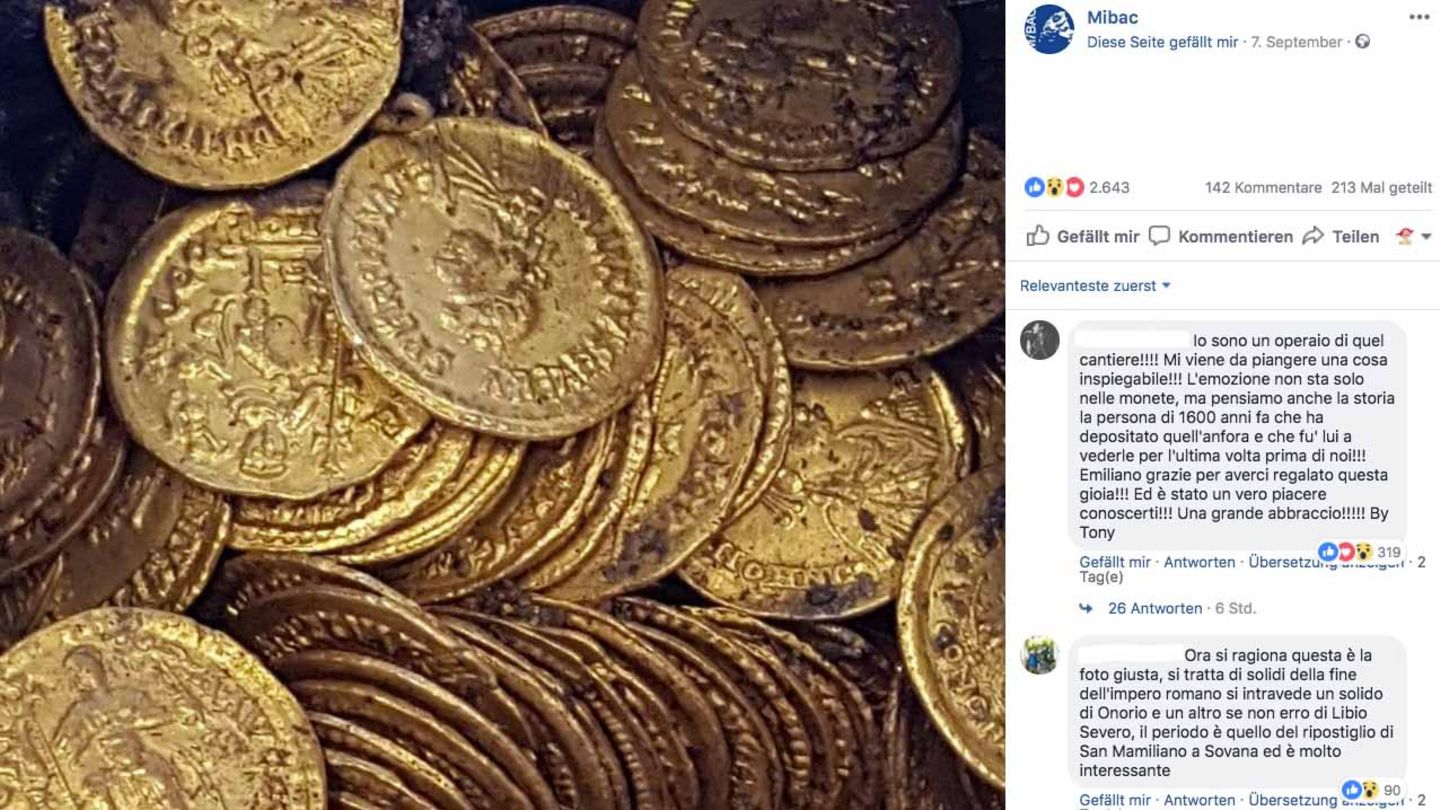 Die rund 300 Münzen aus der späten Römerzeit könnten mehrere Millionen Euro wert sein