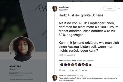 Screenshot des Tweets "Hartz 4 ist der größte Scheiß"