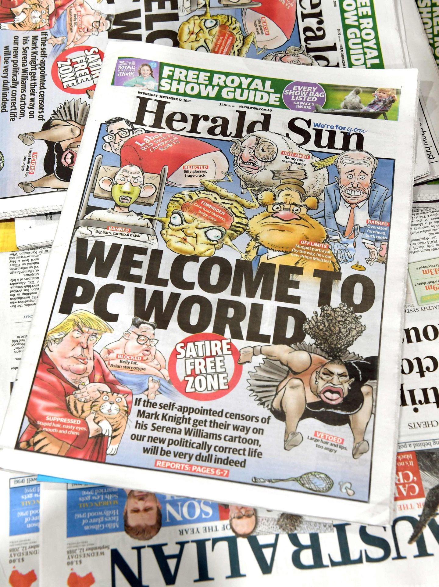 Serena Williams Cartoon auf Zeitungscover