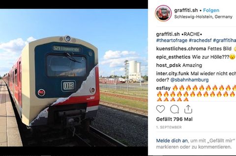 Ist der Lack wirklich ab? Bei diesem Bahnwagon hat sich ein Künstler ausgetobt