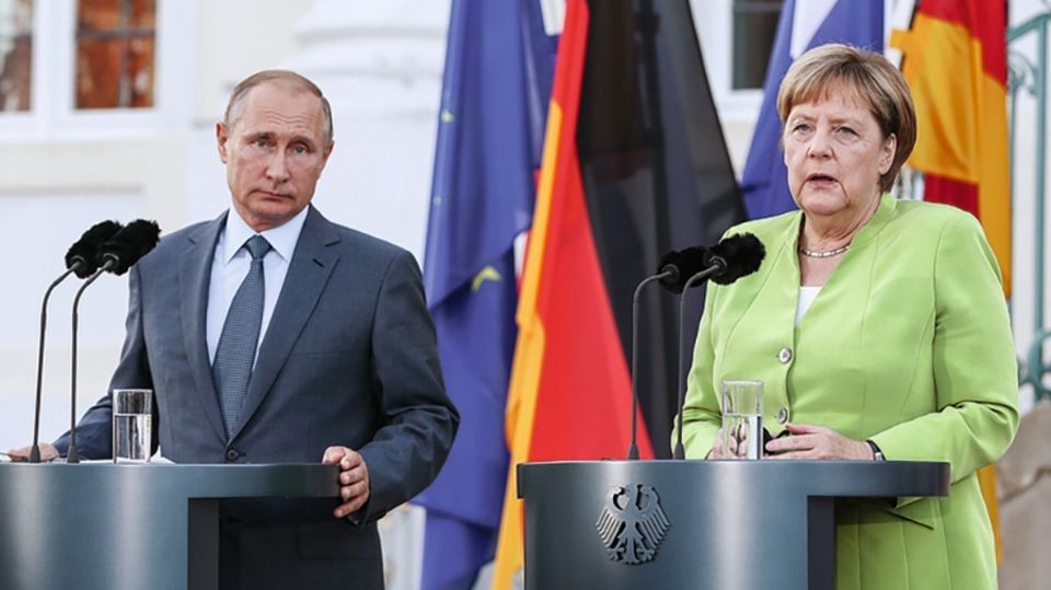 Präsident Putin im August 2018 zu Besuch bei Kanzlerin Merkel