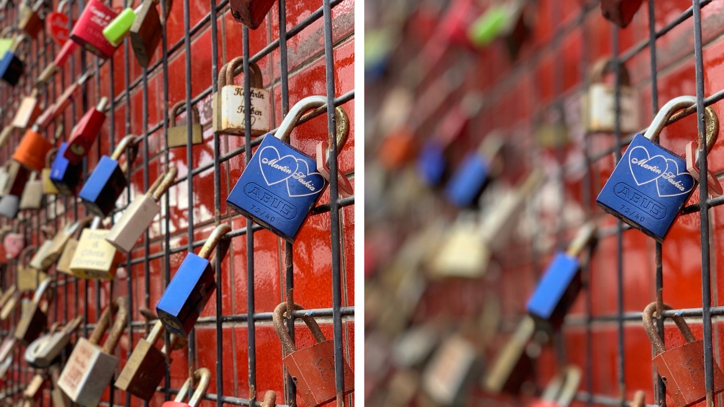 Links ein Bild simulierter f16-Blende und wenig Bokeh, rechts mit f2.5-Blende.