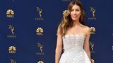 Das Kleid von Schauspielerin Jessica Biel sah aus, als wäre es nach kunstvoller Origami-Technik gefaltet worden, stammt aber vom Designer-Duo Ralph & Russo