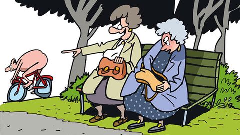 Comic zwei alten Damen auf Parkbank