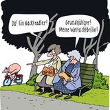 Comic zwei alten Damen auf Parkbank