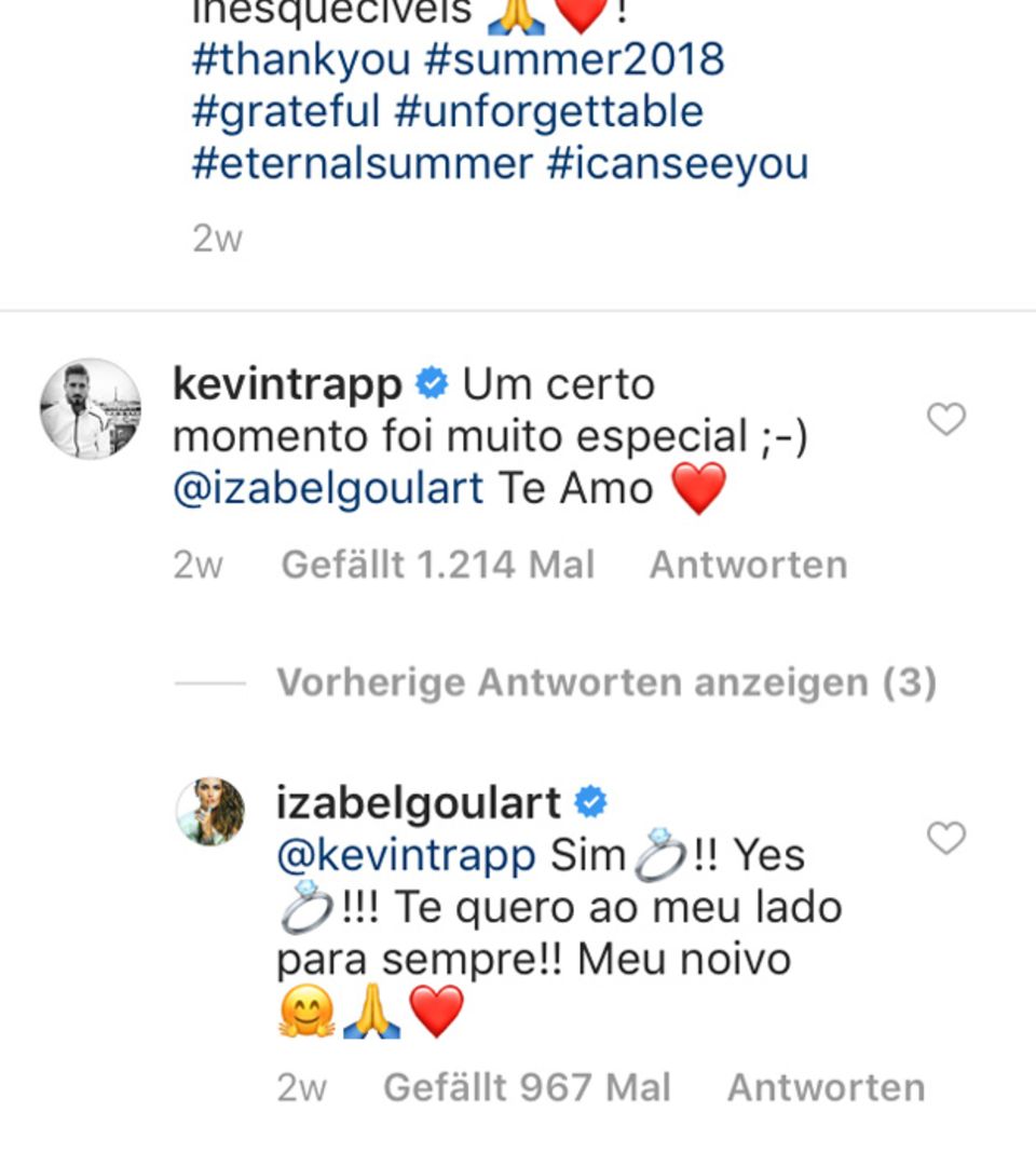 Fußballer liebt Supermodel: Kevin Trapp kommentiert fast alle Beiträge seiner Verlobten - und sie antwortet Kevin Trapp kommentiert fast alle Beiträge seiner Verlobten - und sie antwortet