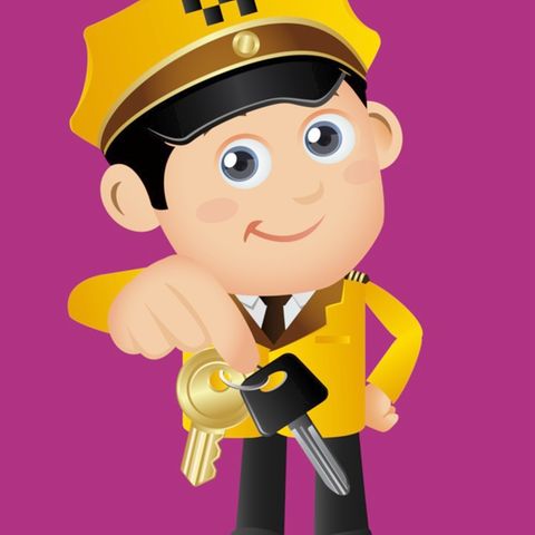 Comicfigur mit Schlüsseln in der Hand