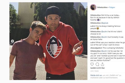 Autsch: Ashton Kutcher überfährt einen Teenie - und der schwärmt von der "coolen Erfahrung"