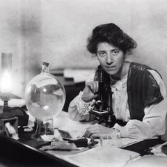 Marie Stopes in ihrem Labor.