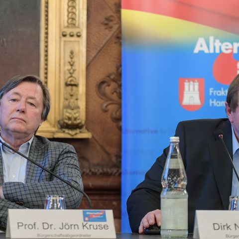 Sie sehen angeblich linke Indoktrination in Schulen: Jörn Kruse (l.), Fraktionsvorsitzender der AfD in der Hamburgischen Bürgerschaft, und Dirk Nockemann, Landesvorsitzender der AfD