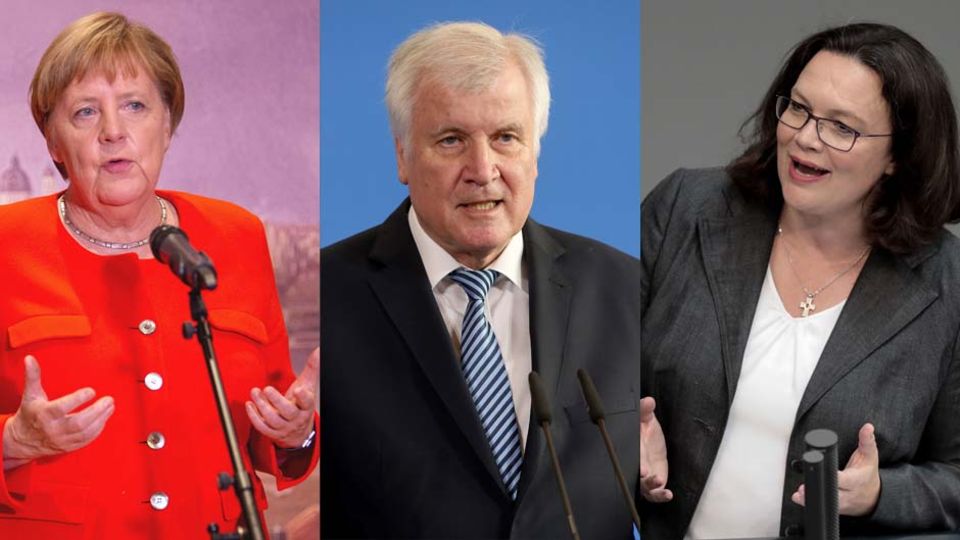 Angela Merkel, Horst Seehofer und Andrea Nahles verhandeln über Maaßen und die Zukunft der Koalition