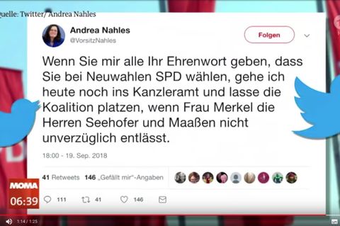 ARD-Morgenmagazin zeigt Fake-Account von Andrea Nahles