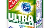 Platz 1  Edeka  Gut&Günstig  Ultra Vollwaschmittel  Note Gut (2,0)  Preis pro Wäsche : 13 Cent  Besonderheiten:  Sehr gut (1,5) bei Umwelteigenschaften