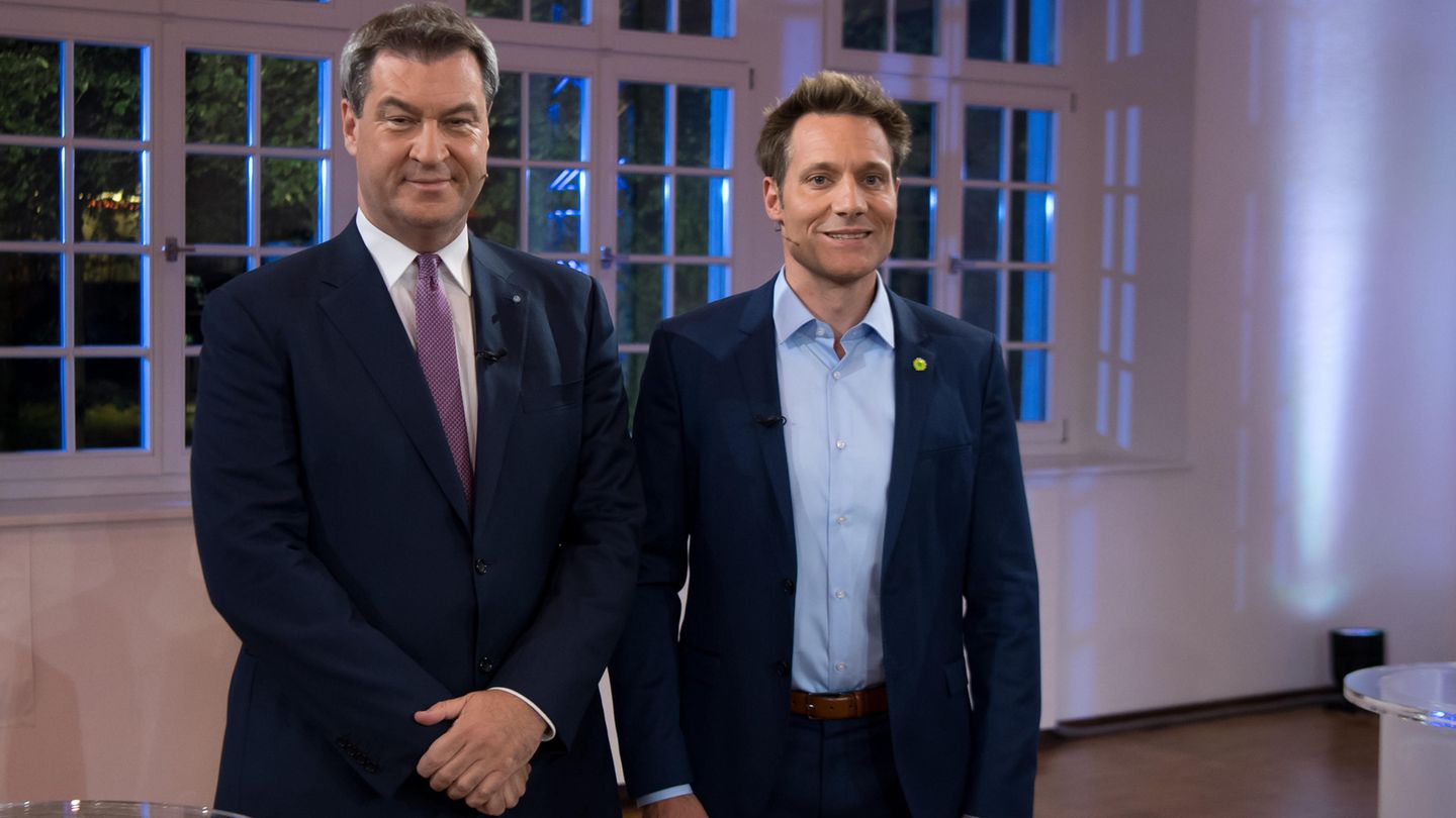 TV-Duell Bayern - Markus Söder vs. Ludwig Hartmann; CSU vs. Grüne