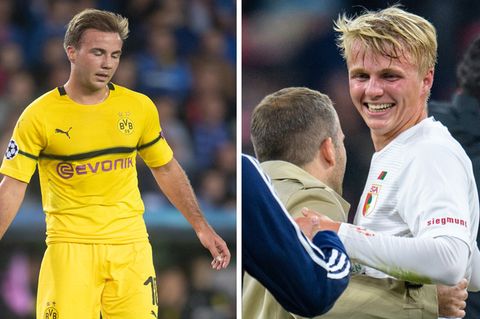 Mario Götze (l.) vom BVB und sein kleiner Bruder Felix vom FC Augsburg