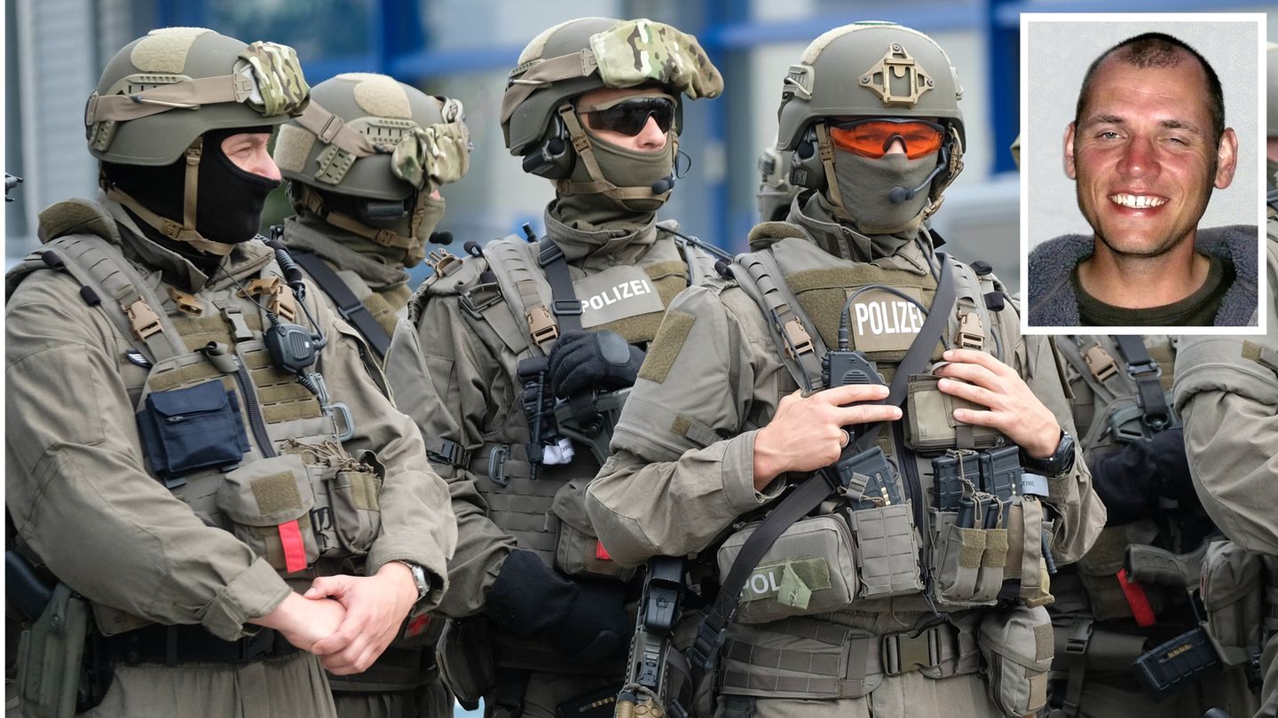 Spezialeinsatzkräfte der Polizei Sachsen und NSU-Terrorist Uwe Böhnhardt