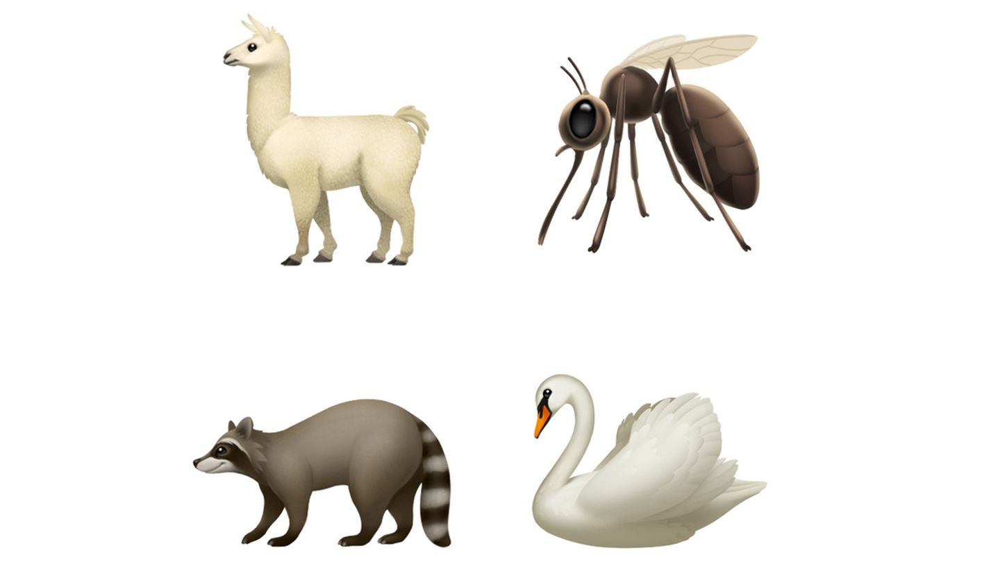 Mit iOS 12.1 kommen neue Tiere in die Emoji-Datenbank, etwa Lamas, Waschbären und Schwäne.