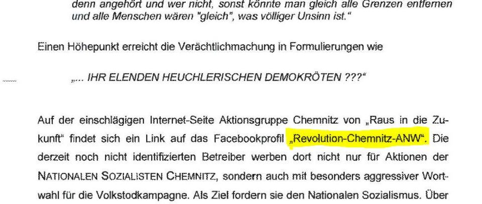 Chemnitz Revolution - Auszug aus Schreiben des Innenministeriums Sachsen vom 20.3.2014