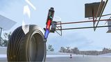 An jedem Rad ist eine außenliegende Elektromotor-Pumpen-Einheit mit integrierter Elektronik, die als bidirektionaler Steller arb