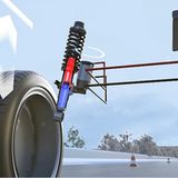 An jedem Rad ist eine außenliegende Elektromotor-Pumpen-Einheit mit integrierter Elektronik, die als bidirektionaler Steller arb