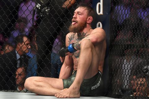 MMA-Fighter Conor McGregor gab in der vierten Runde auf, weil sein Gegner Khabib Nurmagomedow ihn im Würgegriff hatte