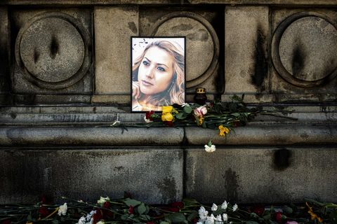Mord an Wiktorija Marinowa - Bild an Gedenkstätte in der Stadt Russe