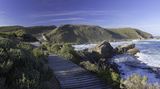 Robberg Nature Reserve  Acht Kilometer südlich von Plettenberg Bay liegt die Halbinsel Robberg mit dem gleichnamigen Naturschutzgebiet. Es ist eine der schönsten Wanderrouten Südafrikas, auf fast jedem Meter wird man mit spektakulären Ausblicken auf langgezogene Strände, tiefblaues Meer und schroffe Felswände belohnt. Der einfachste und kürzeste Rundwanderweg ist zwei Kilometer lang und dauert etwa 45 Minuten. Auf der mittleren Witsand-Tour (5,5 Kilometer) ist man etwa zwei Stunden unterwegs. Knapp vier Stunden sollte man für die 9,5 Kilometer lange "The Point"-Tour einplanen, die einmal um die Halbinsel führt. Hier sollte man körperlich sehr fit sein. Da alle drei Wanderwege miteinander verbunden sind, kann man die Route aber an die eigenen Bedürfnisse anpassen.
