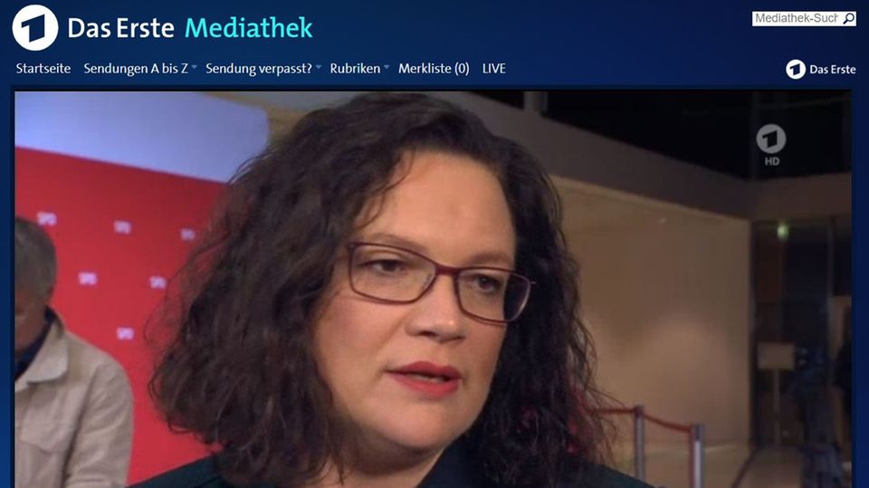 SPD-Chefin Andrea Nahles im ARD-Interview