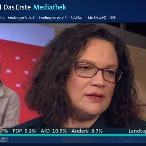 SPD-Chefin Andrea Nahles im ARD-Interview