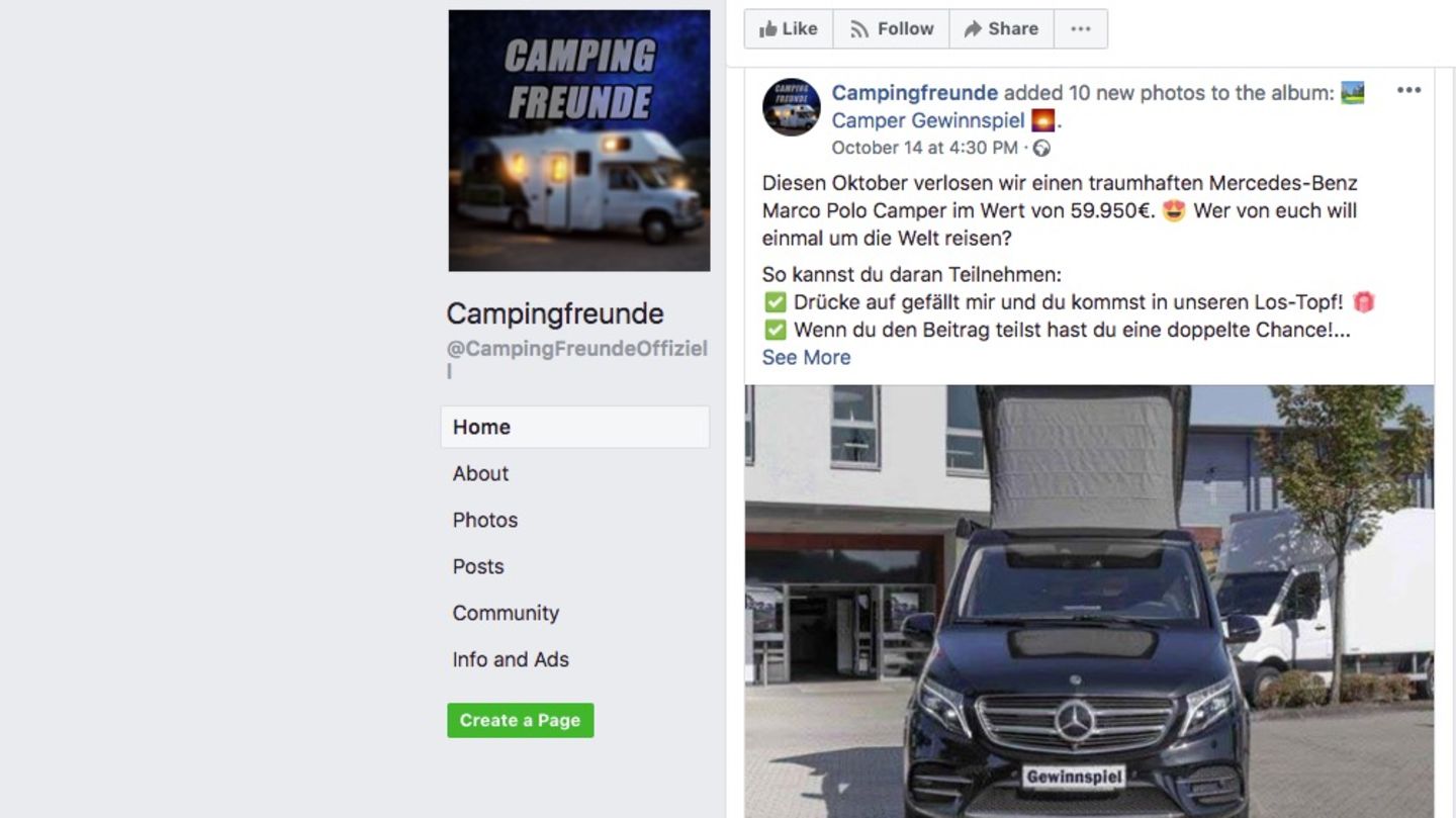 Gewinnspiel auf Facebook
