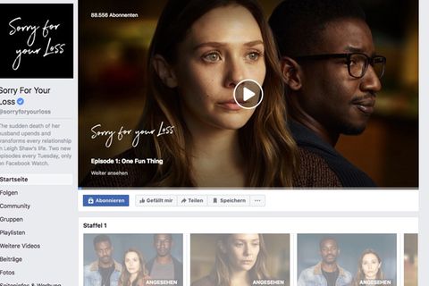 Startseite der Serie "Sorry For Your Loss" auf Facebook