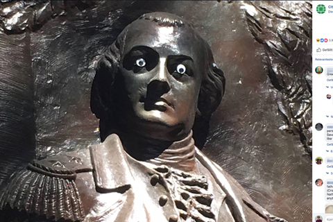 Statue von Nathanael Greene mit Glubschaugen
