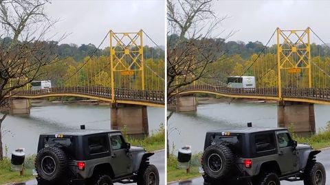 Brücke beugt sich gefährlich unter Gewicht von Reisebus