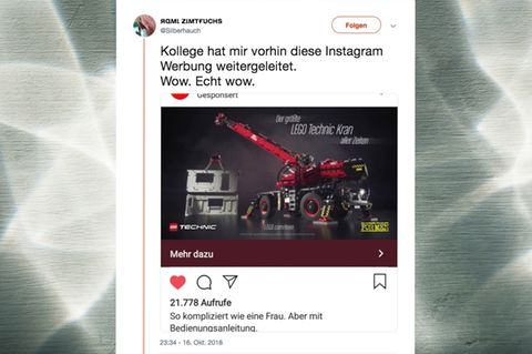 Stein des Anstoßes: Die Werbung für den "geländegängigen Kran" wird von Nutzern als sexistisch kritisiert