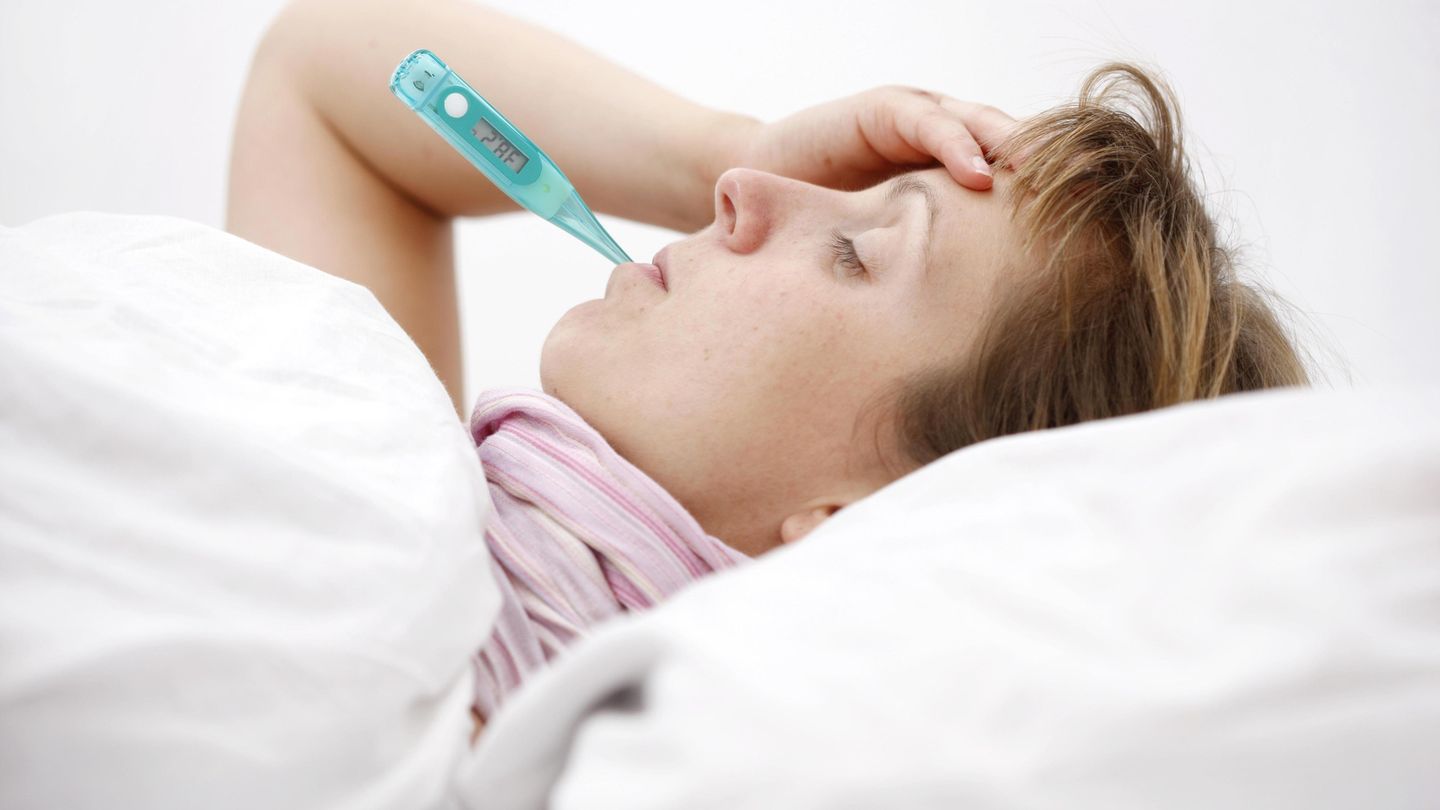 Eine Frau mit Grippe Eine Frau mit Grippe