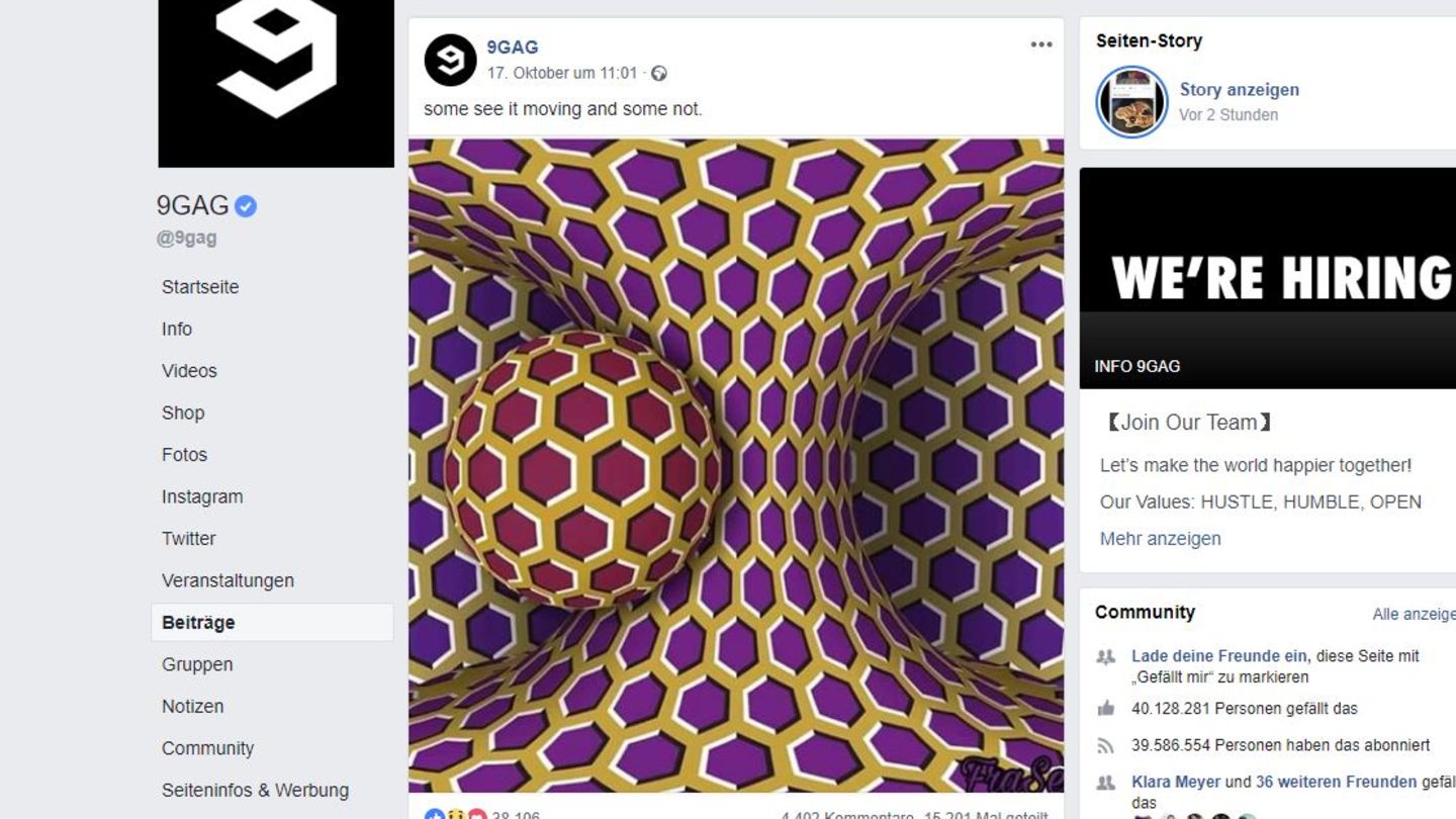 Optische Täuschung auf Facebook