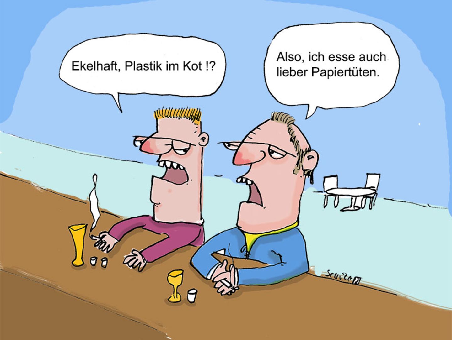Comic zwei Herren unterhalten sich