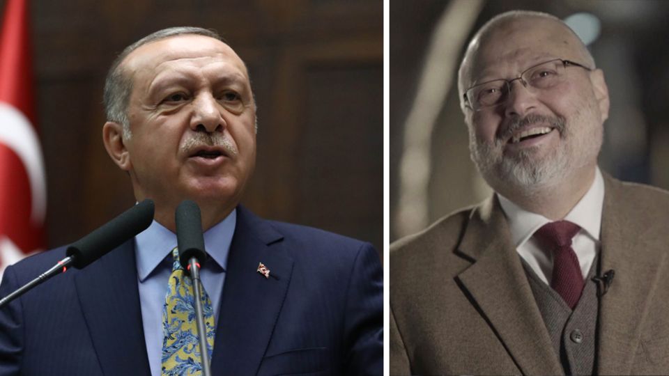 Der türkische Präsident Recep Tayyip Erdogan (l.), der getötete Journalist Jamal Khashoggi (Archivbilder)