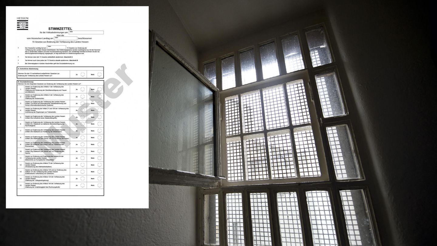 Abstimmung über Todesstrafe in Hessen: der Stimmzettel und ein Fenster einer Gafängniszelle