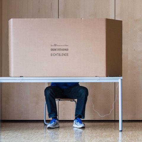 Landtagswahl in Hessen/Hessenwahl: ein Wahllokal in Frankfurt am Main