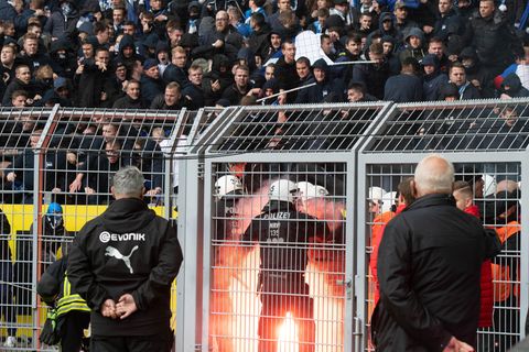 Ausschreitungen von Hertha-Fans im BVB-Stadion