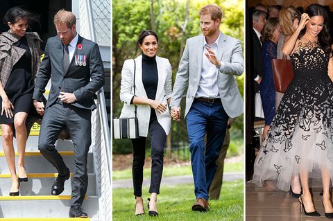 Ob günstiges Umstandskleid, sportlicher Blazer oder opulente Abendrobe: Während ihrer 16-tägigen Reise durch Australien und Neuseeland, zog Herzogin Meghan mit ihren Outfits alle Blicke auf sich. Bis zu dreimal am Tag wechselte die 37-Jährige ihre Garderobe,  trug lokale Designer ebenso wie internationale Luxuslabels. Ein wirkliches Schnäppchen sind Meghans Look selten, vor allem der Schmuck, den sie trägt, ist oft hochpreisig. Ein Rückblick auf die Looks der Pazifik-Tour und was sie gekostet haben.