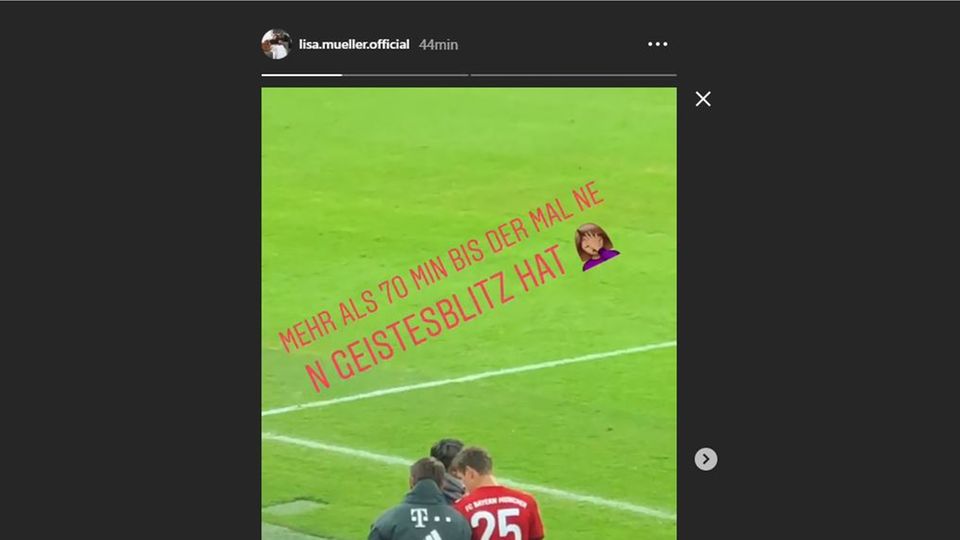 Ein Screenshot zeigt einen Instagram-Post von Thomas Müllers Frau Lisa, im dem sie gegen Bayern-Trainer Kovac pestet