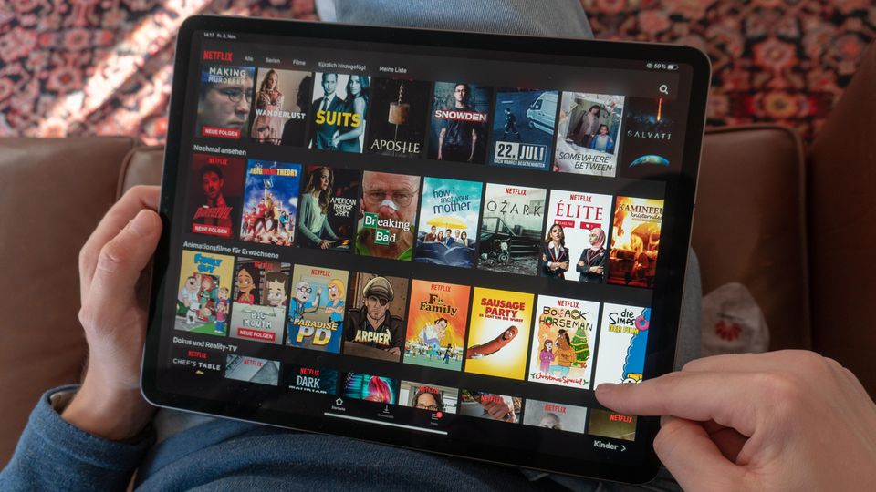 Netflix Startseite auf einem Tablet
