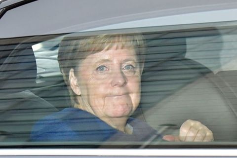 Angela Merkel kommt zu der Vorstandsklausur in Berlin an