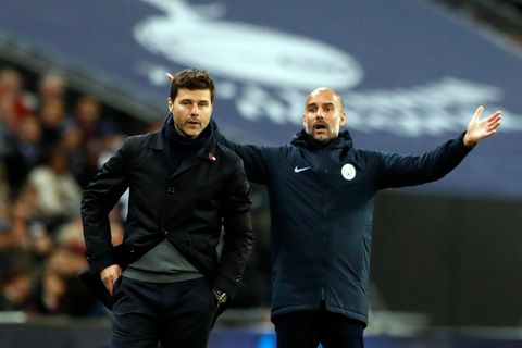 Mauricio Pochettino und Pep Guardiola stehen an der Seitenlinie