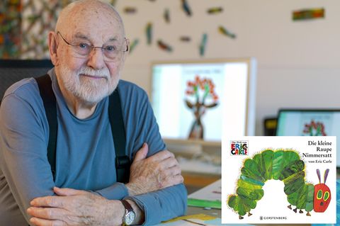 Kinderbuchautor Eric Carle an seinem Schreibtisch