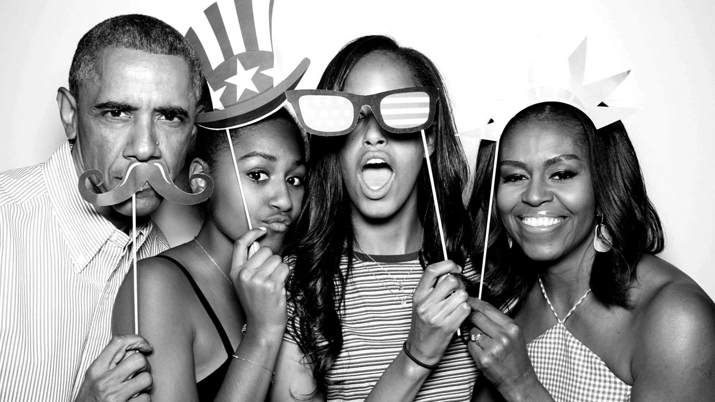 Michelle und Barack Obama nebst Kinder